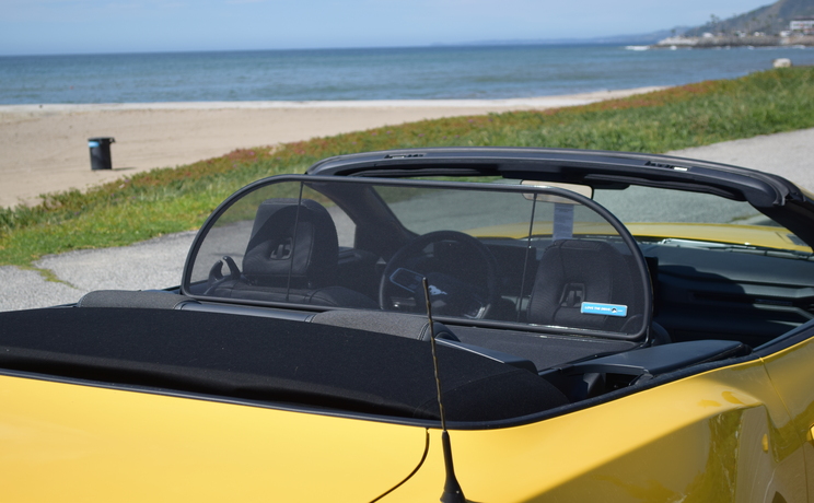 Mustang convertible wind deflector fits 2024 to 2030 beach view designed and manufacturered by love the drive.