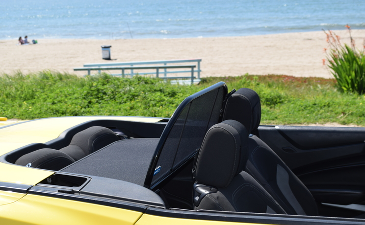 Camaro convertible wind deflector fits 2016 to 2024 at the beach in la manufacturered by love the drive