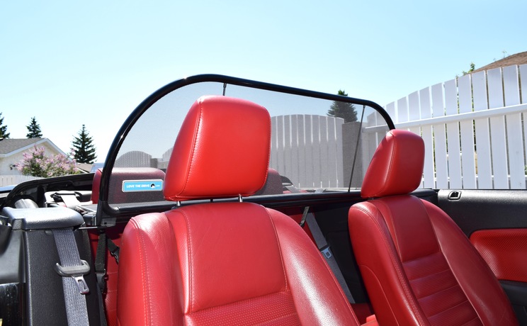 Mustang wind deflector looking back for 2005 to 2014 convertible by love the drive